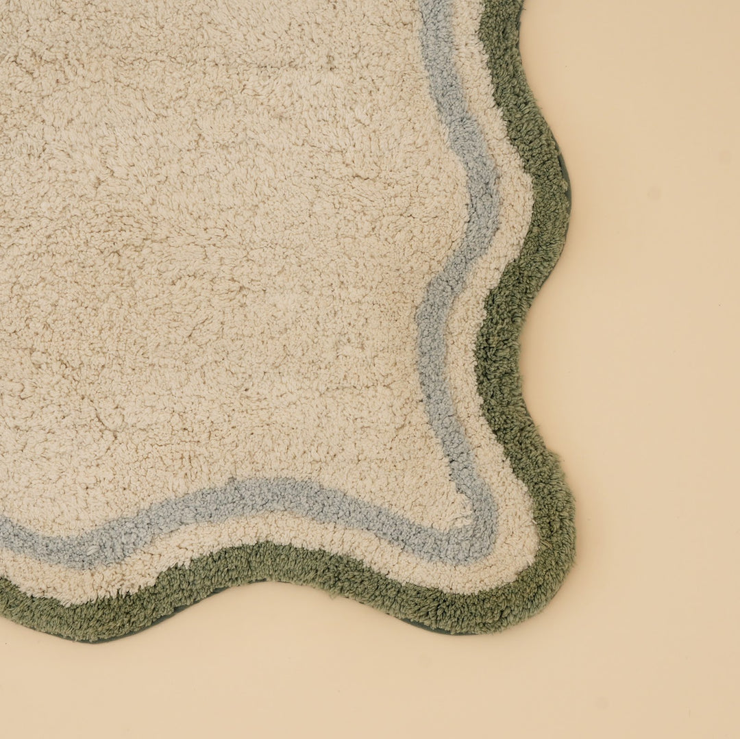 Green Scalloped Border Cotton Bath Mat, View 4