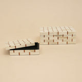 Brick Pattern Inlay Box Set of 2 handcrafted in India