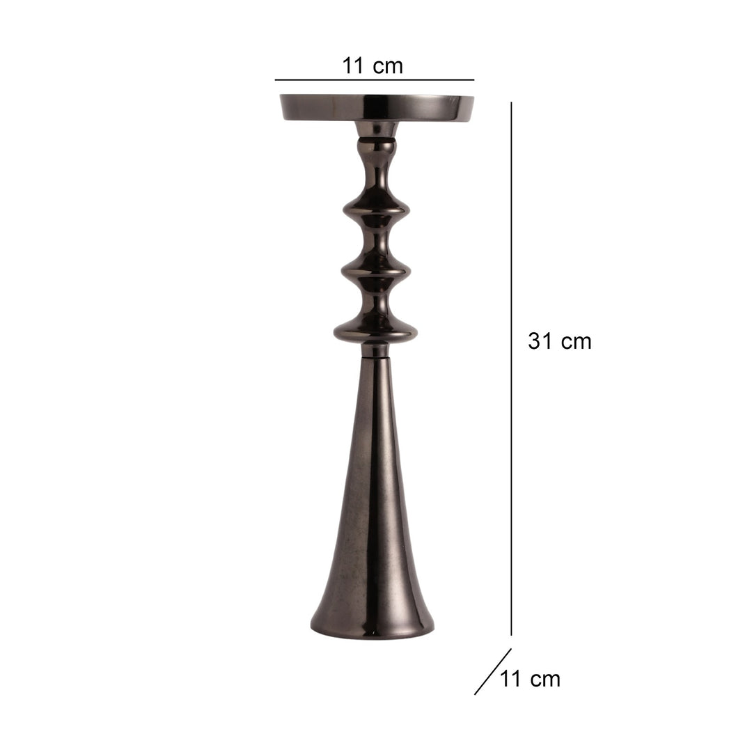 Expobazaar Altar Flame Black Silver Candle Holder