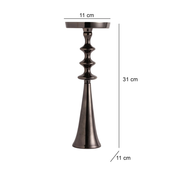 Expobazaar Altar Flame Black Silver Candle Holder