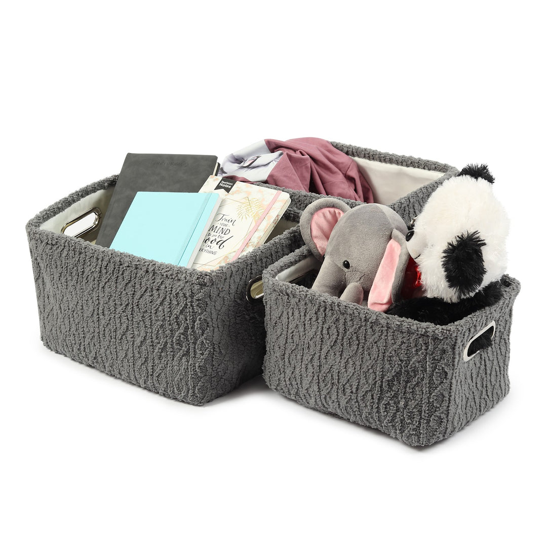 Expobazaar Warm Whirl Ash Grey Basket Set Of 3