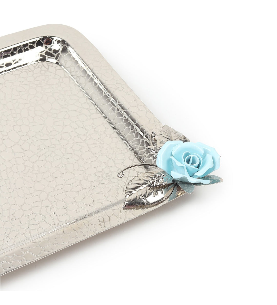Petal Eclat Square Stainless Steel Serving Tray Blue view 6