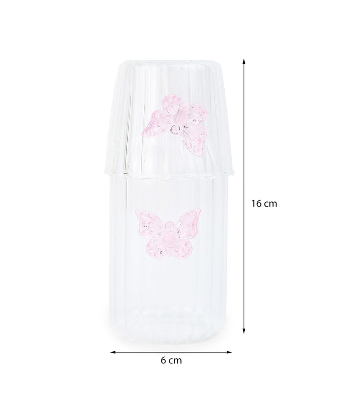 Titli Flip Butterfly Glass Bottle with Flip Top Glass view 3
