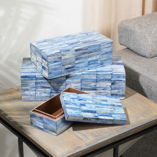 Indigo Inlay Decorative Storage Box Large