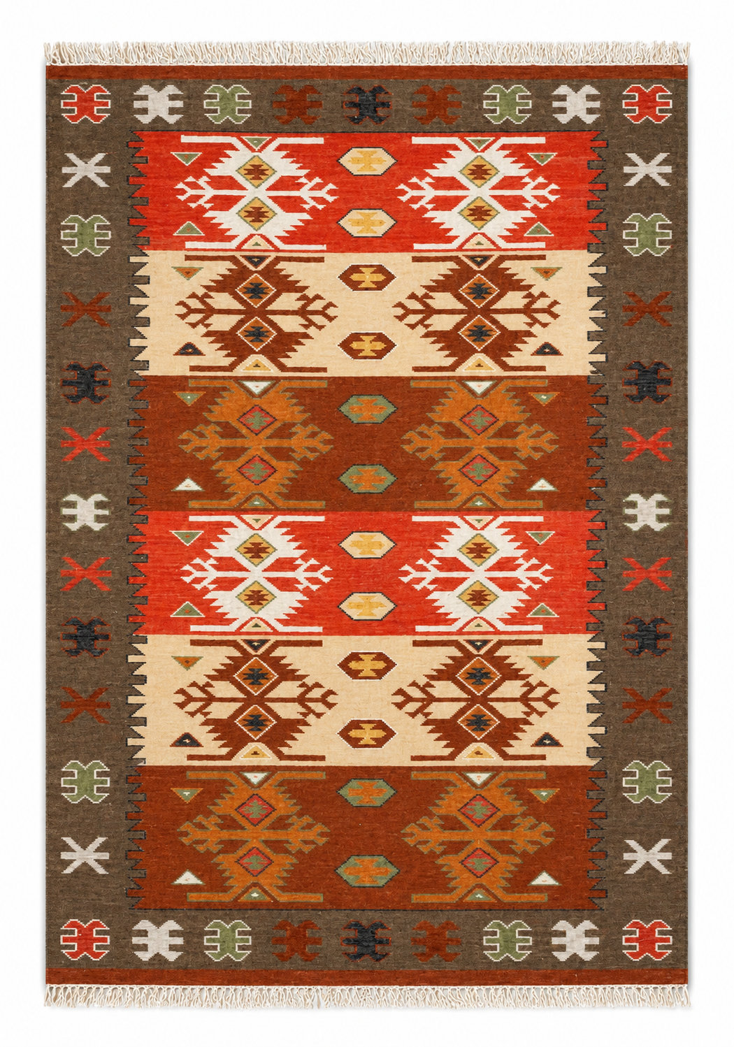 Vintage Muted handwoven wool kilim rug by Expobazaar