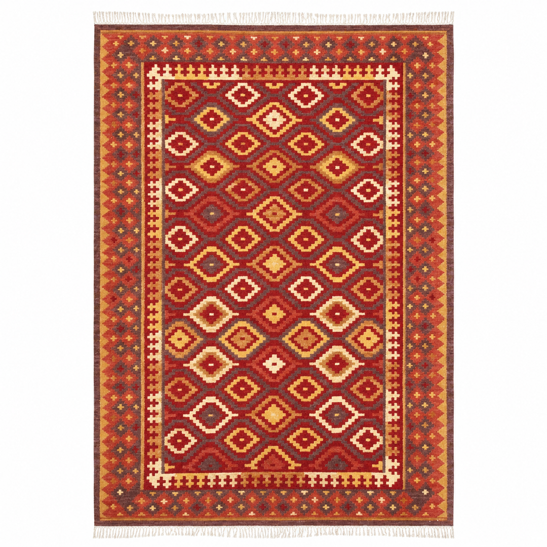 Grey Blue handwoven wool kilim rug by Expobazaar
