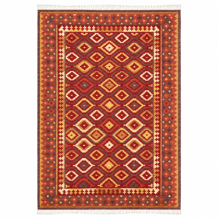 Grey Blue handwoven wool kilim rug by Expobazaar