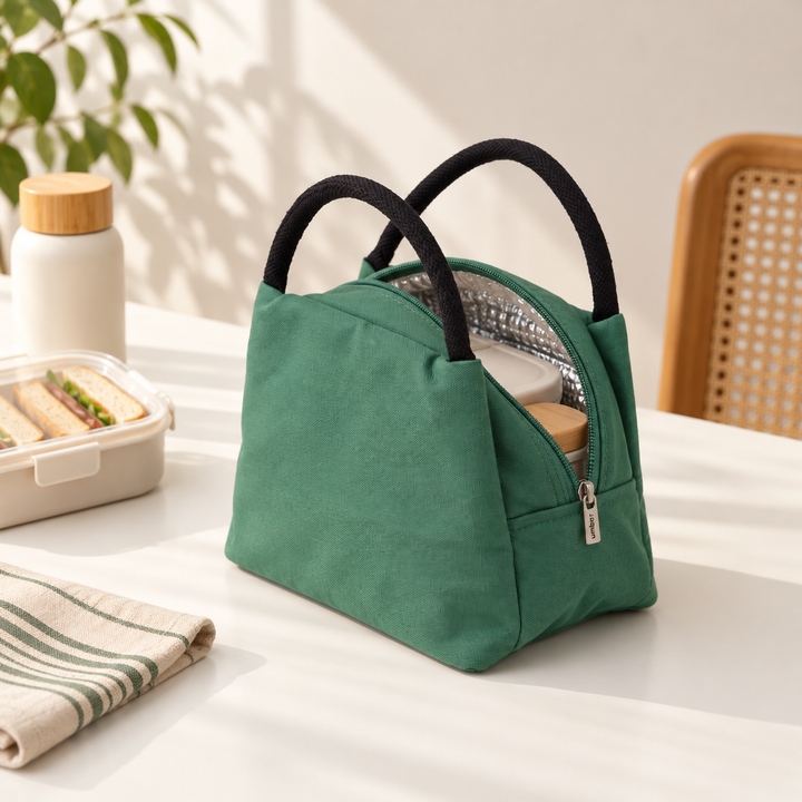 Thermal Insulated Canvas Lunch Bag, Sea Green, View 5