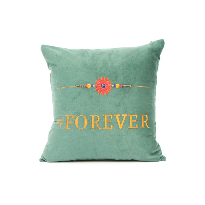 Rakhi Embroidered Velvet Cushion 30 cm, #FOREVER