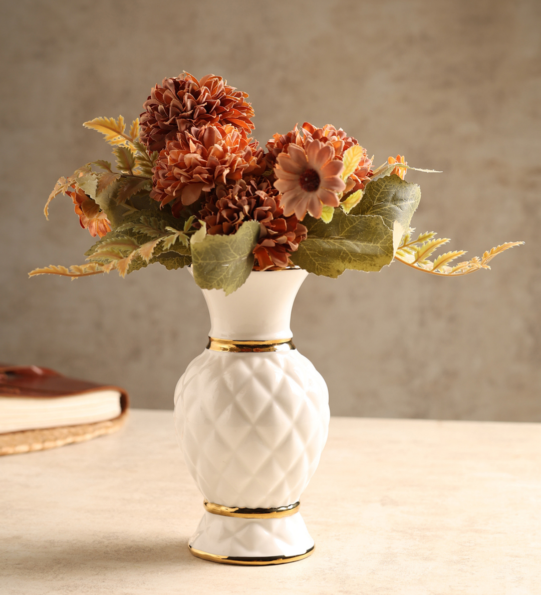 Crownlet Textured Porcelain Bud Vase with Gold view 1