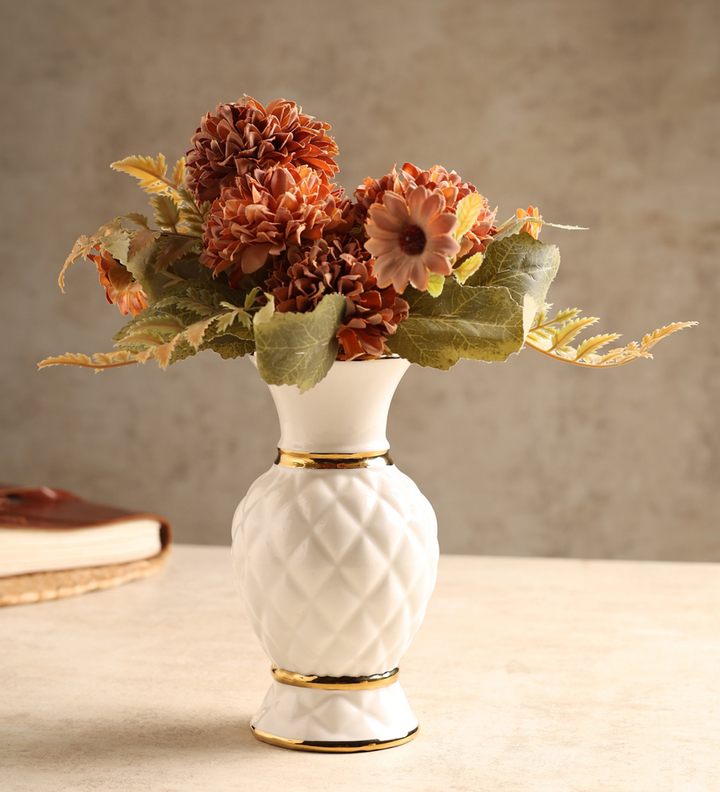 Crownlet Textured Porcelain Bud Vase with Gold view 1