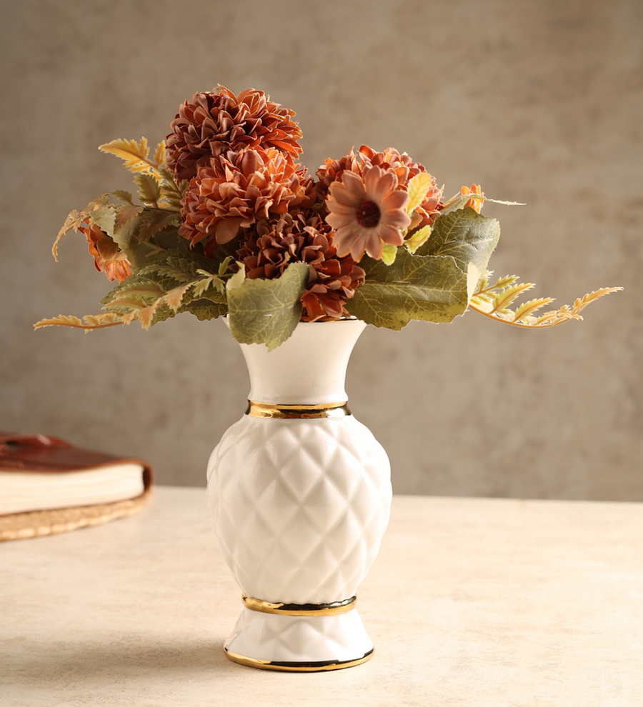 Crownlet Textured Porcelain Bud Vase with Gold view 1