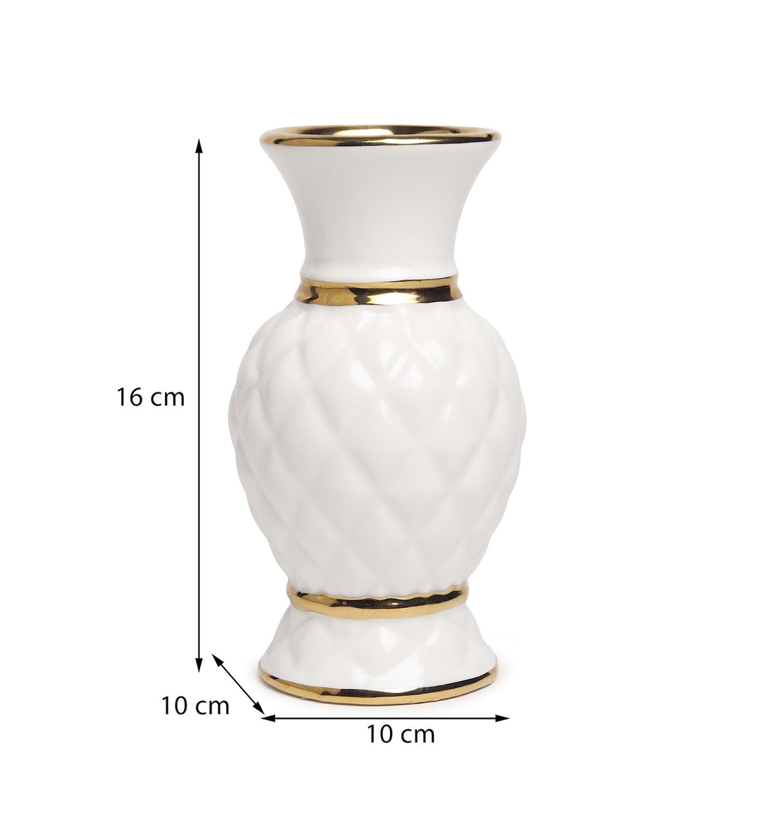 Crownlet Textured Porcelain Bud Vase with Gold view 3