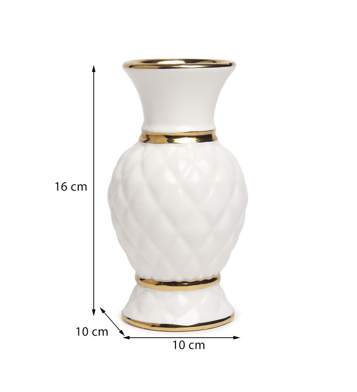 Crownlet Textured Porcelain Bud Vase with Gold view 3