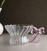 Cleo Spiral Glass Cup with Pink Bow Handle view 1