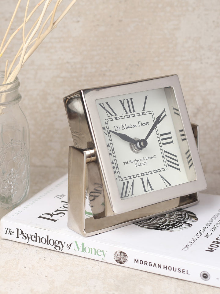 Expobazaar Time's Canvas ( Medium ) Silver Iron Table Clock