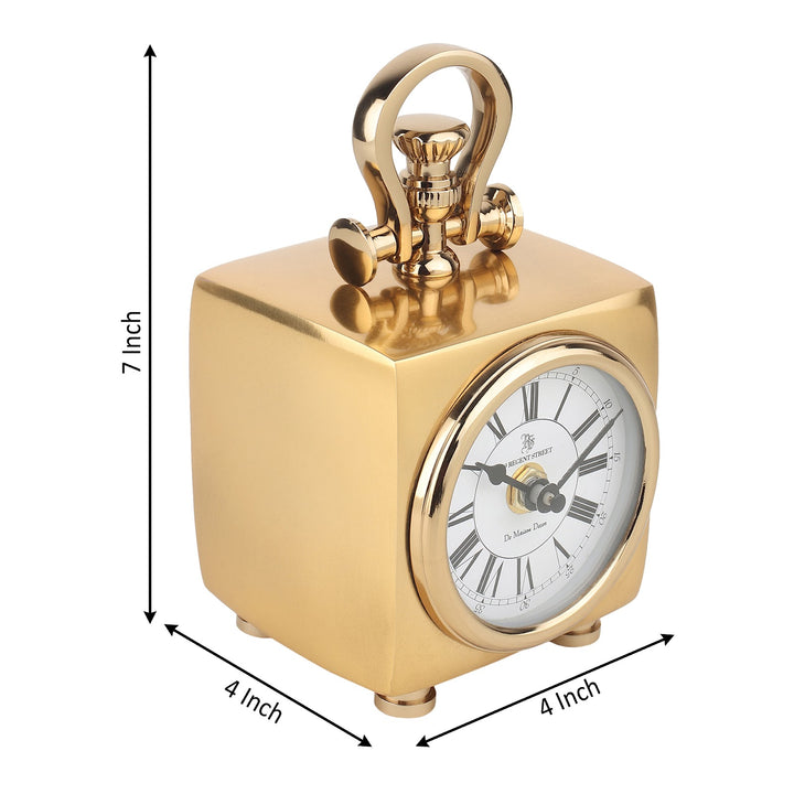 Expobazaar Chrono Cube Gold Aluminium Table Clock