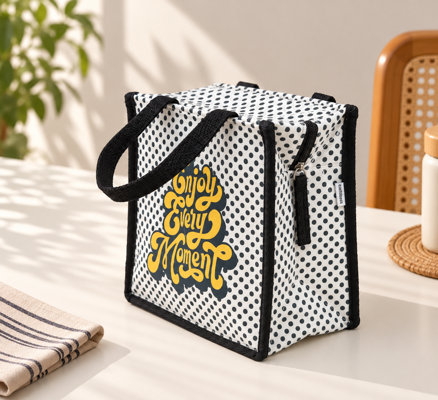 Express Jute Lunch Bag, Enjoy Every Moment, View 5