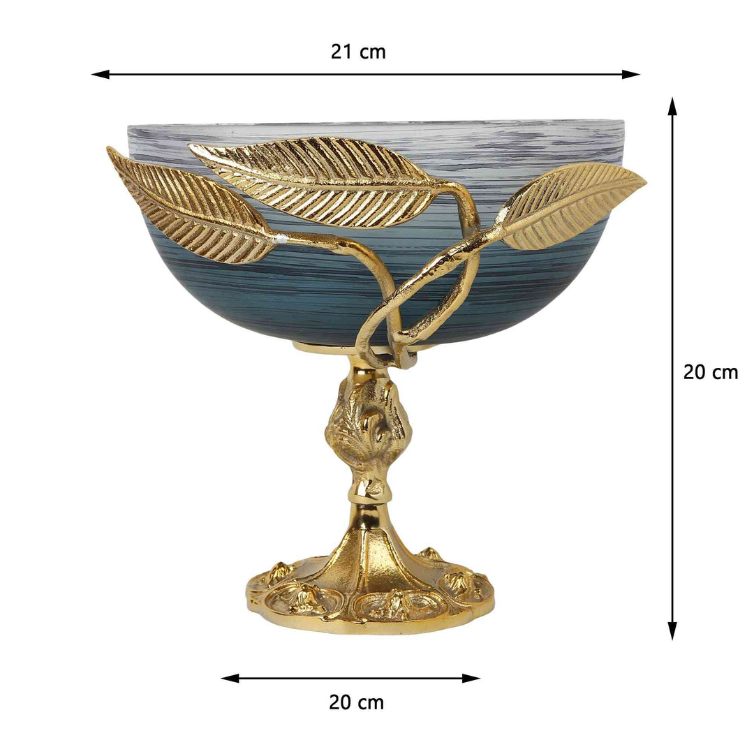 Verdant Elegance Leaf Glass Bowl | Luxe Pedestal Centerpiece for Dining