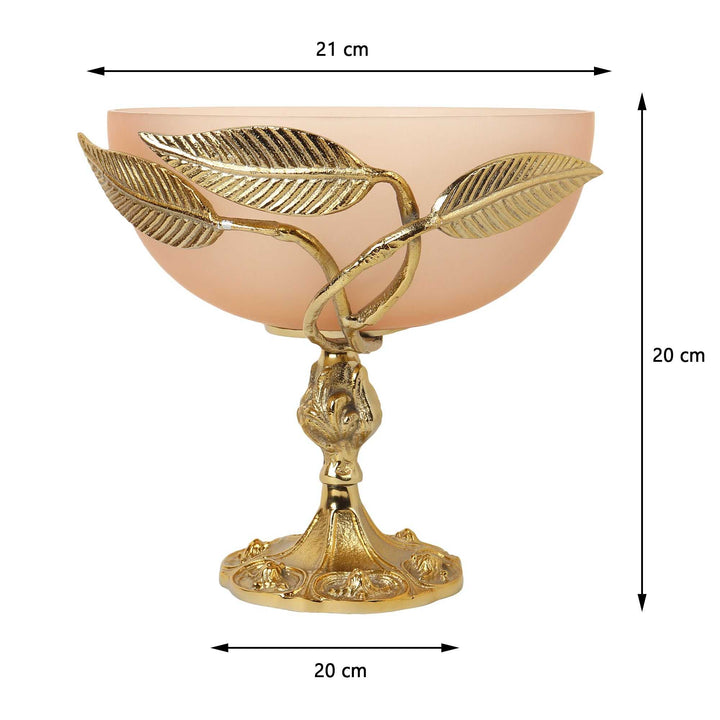 Verdant Elegance Glass Bloom Bowl | Leaf-Accented Centerpiece for Tables