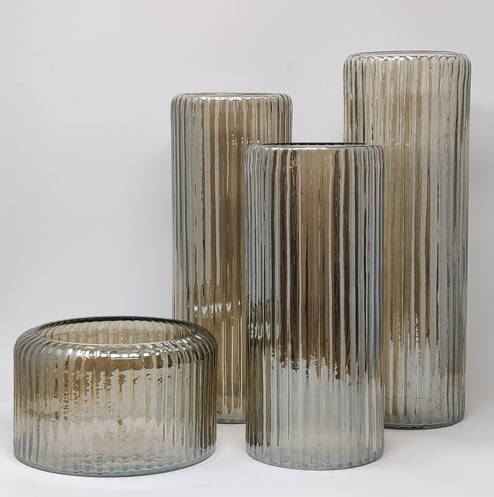 Expobazaar Smoke Glaze Clear Finish Glass Vase