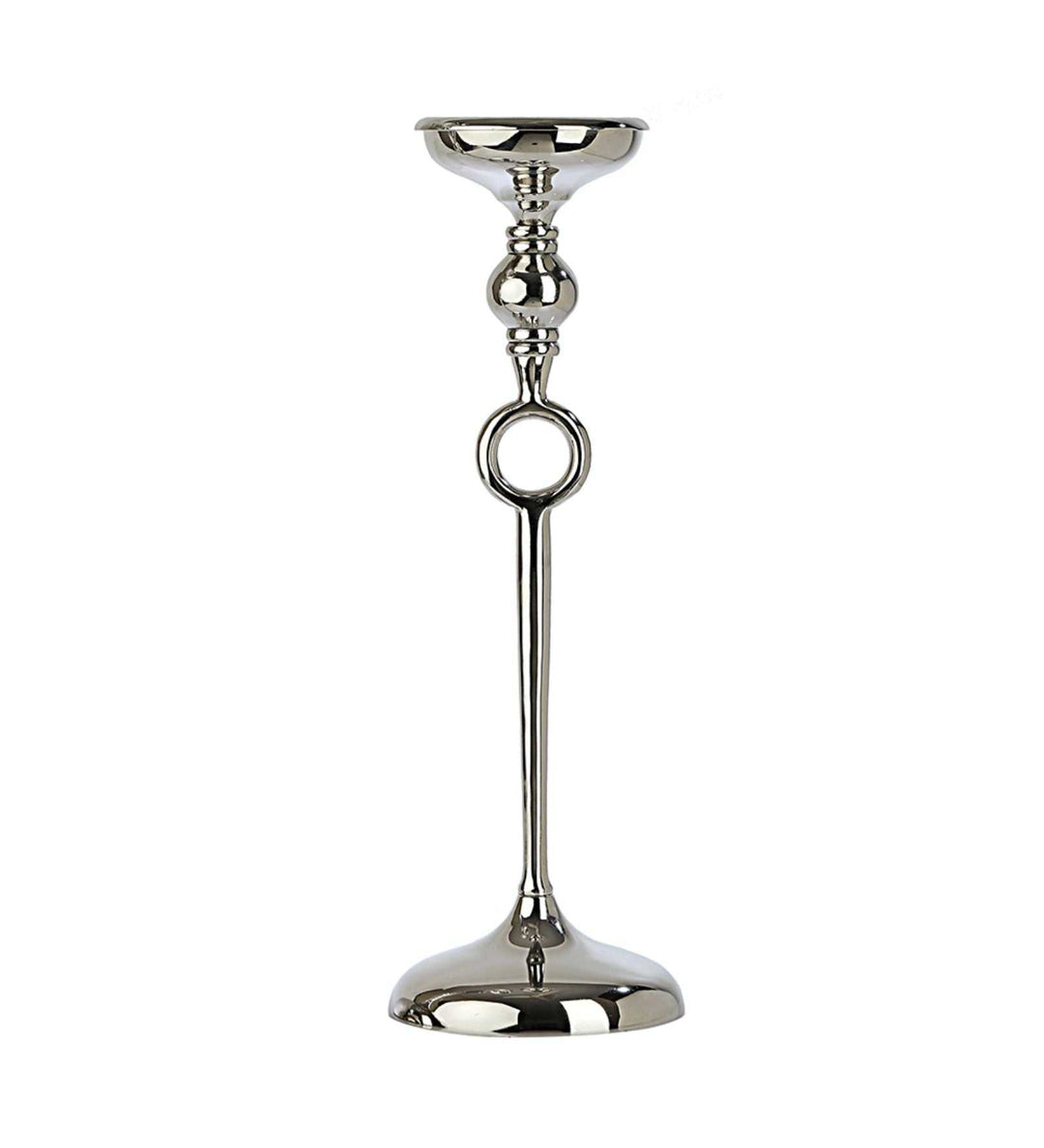 Ajna Small Silver Pillar Holder| Majestic Candle Holder for Stylish Ambiance