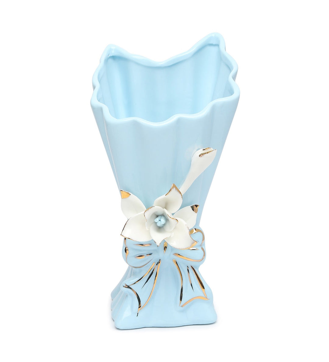 Isolde Fleur Floral Porcelain Vase Blue Small view 5