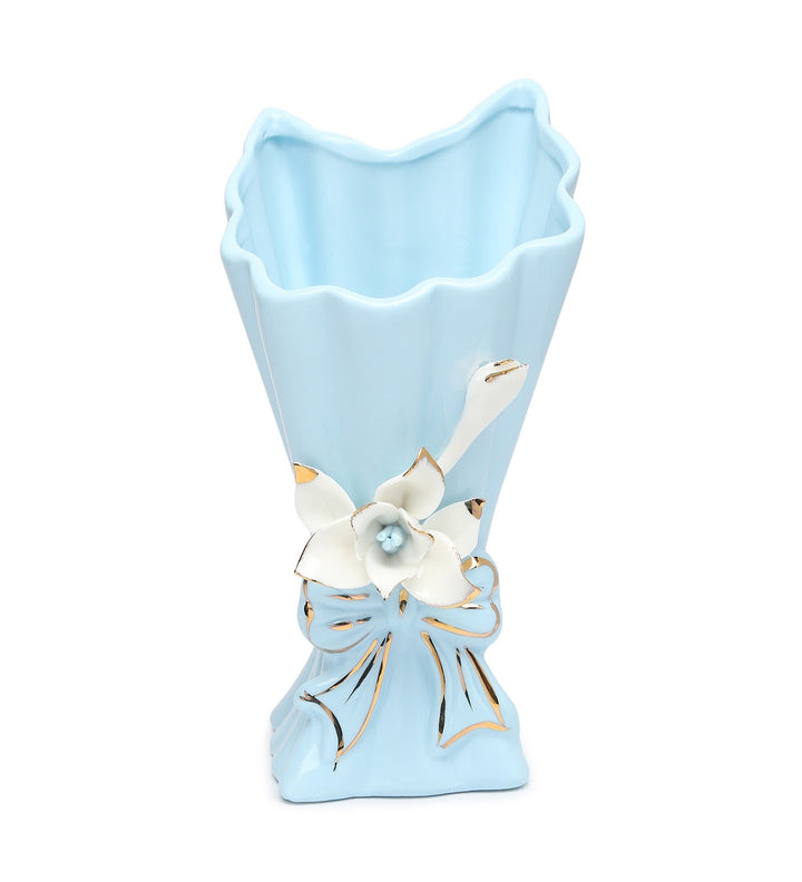 Isolde Fleur Floral Porcelain Vase Blue Small view 5