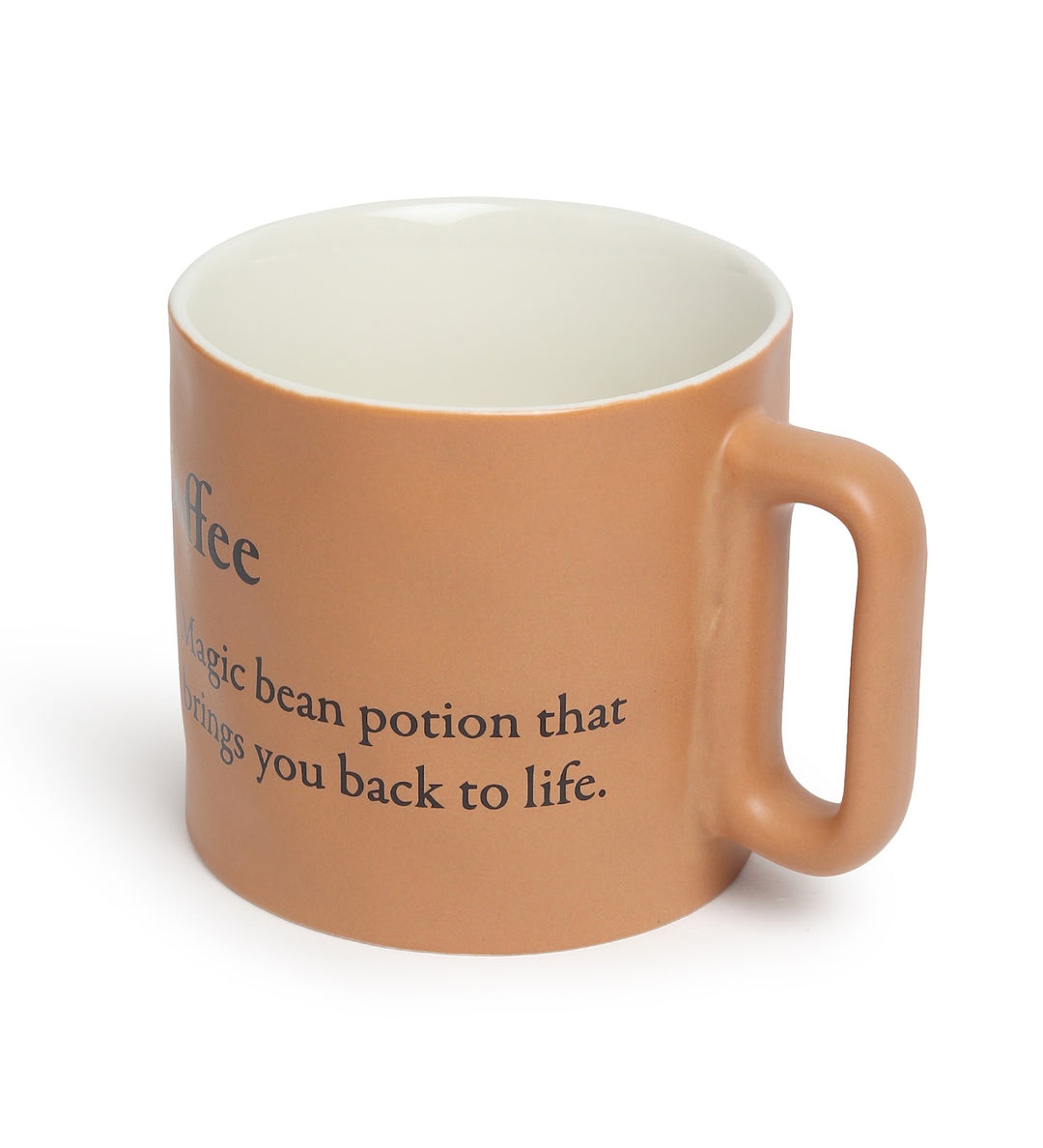 Quip Ceramic Coffee Mug with Playful Inscription Beige view 5