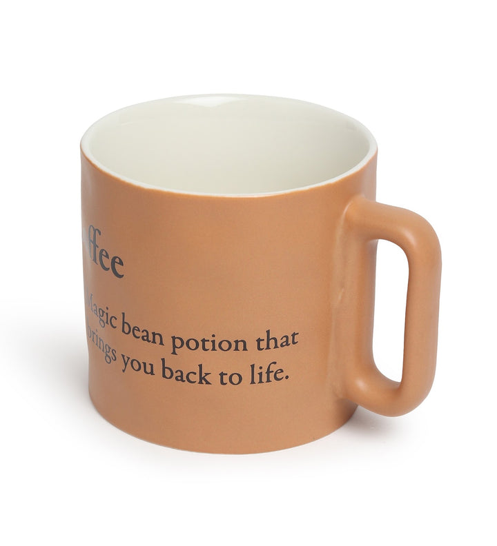 Quip Ceramic Coffee Mug with Playful Inscription Beige view 5