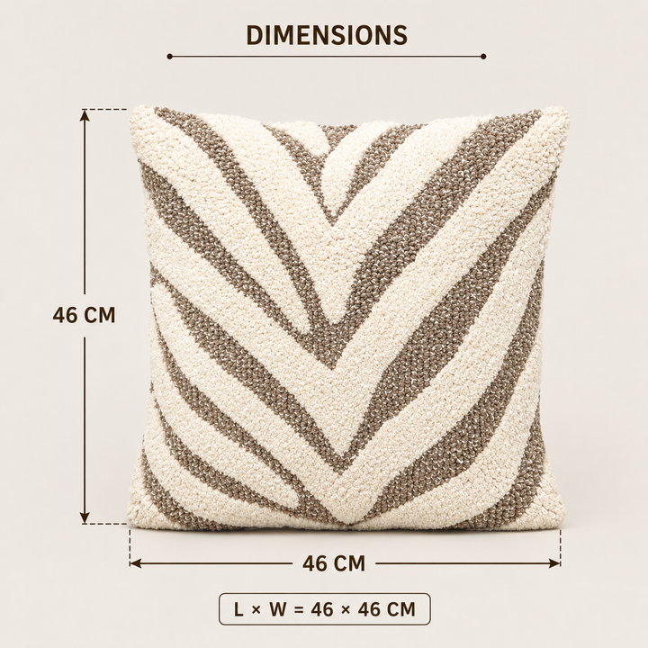 Atlas Chevron Cotton Cushion in beige and brown