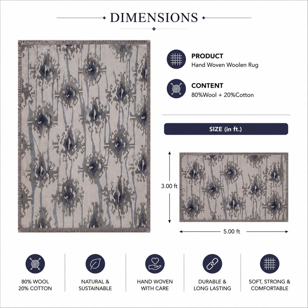 Expobazaar handwoven wool patch kilim rug VCD-10052