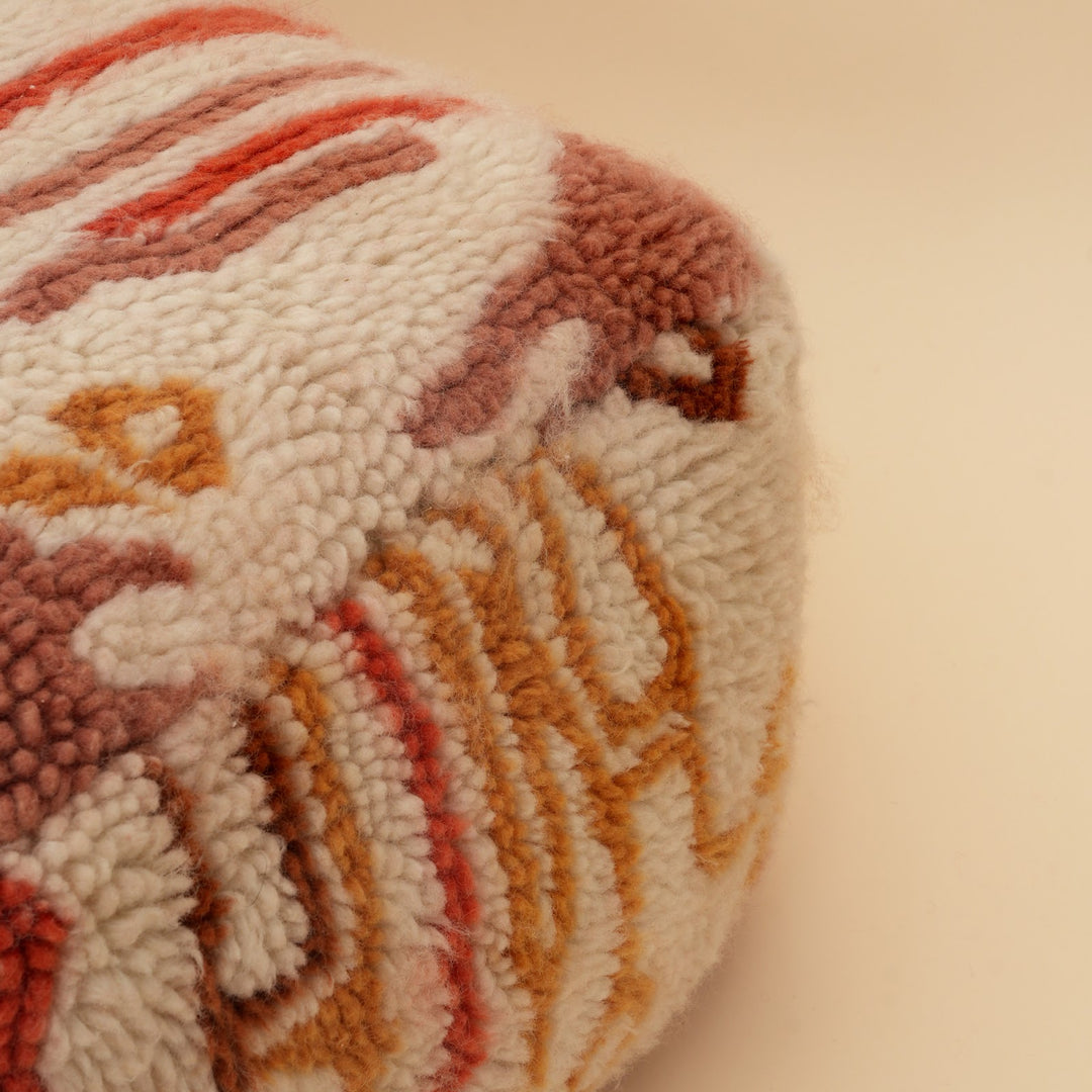 New Zealand Wool Abstract Shag Pouf, View 5