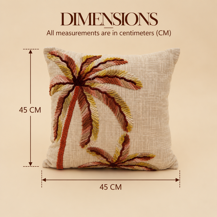 Embroidered Palm Tree Chenille Cushion