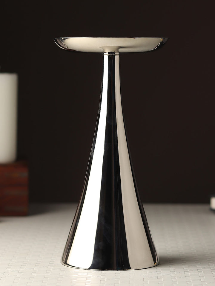 Expobazaar Aureus Tall Silver Pillar Candle Stand