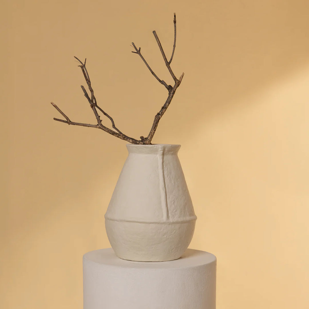 Expobazaar Paper Mache Vase Off White