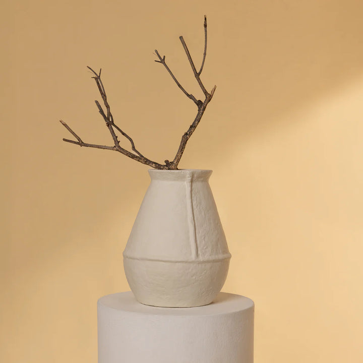 Expobazaar Paper Mache Vase Off White