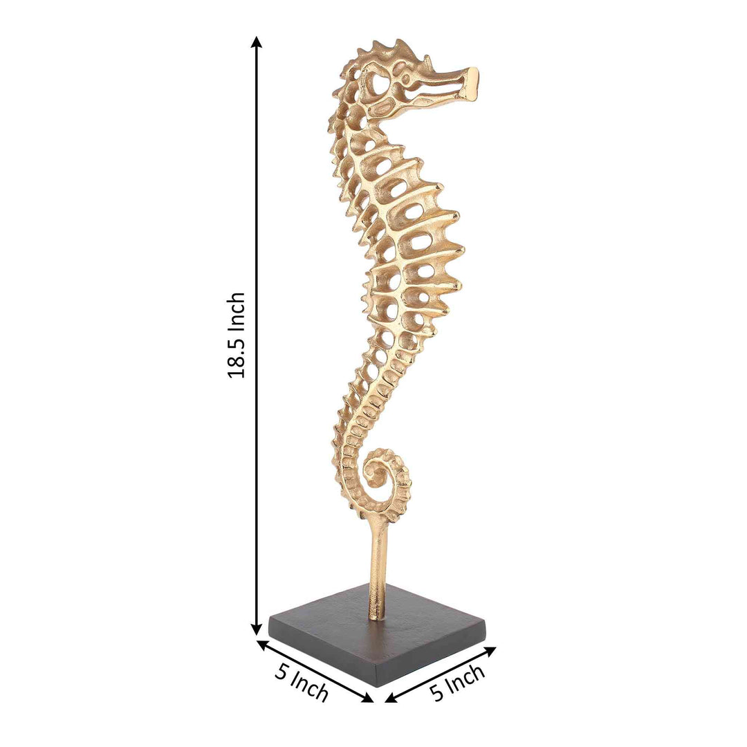 Regal Seahorse Oceanic Sculpture | Gold/Black Coastal Elegance Decor