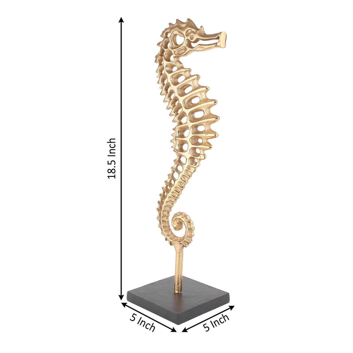 Regal Seahorse Oceanic Sculpture | Gold/Black Coastal Elegance Decor