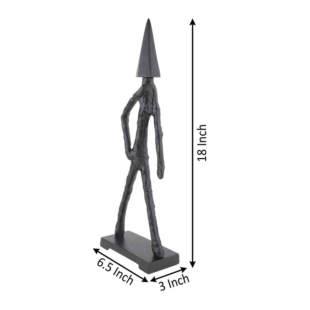 Arrowed Being Mystic Sculpture | Bold Black/Gold Art for Eclectic Decor
