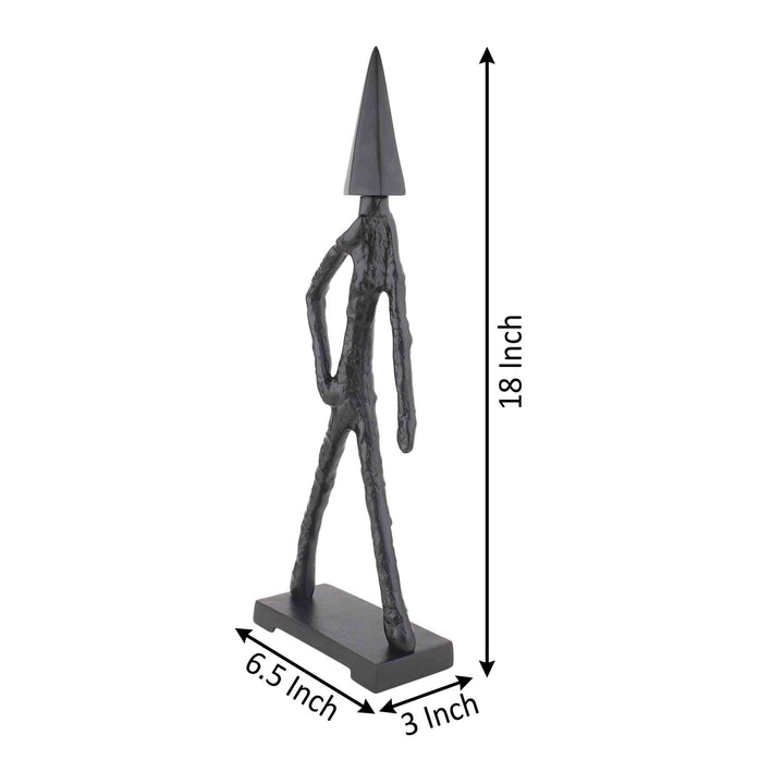 Arrowed Being Mystic Sculpture | Bold Black/Gold Art for Eclectic Decor