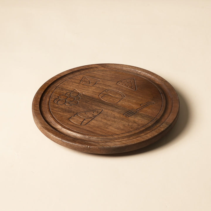 Etched mango wood cheese serving board
