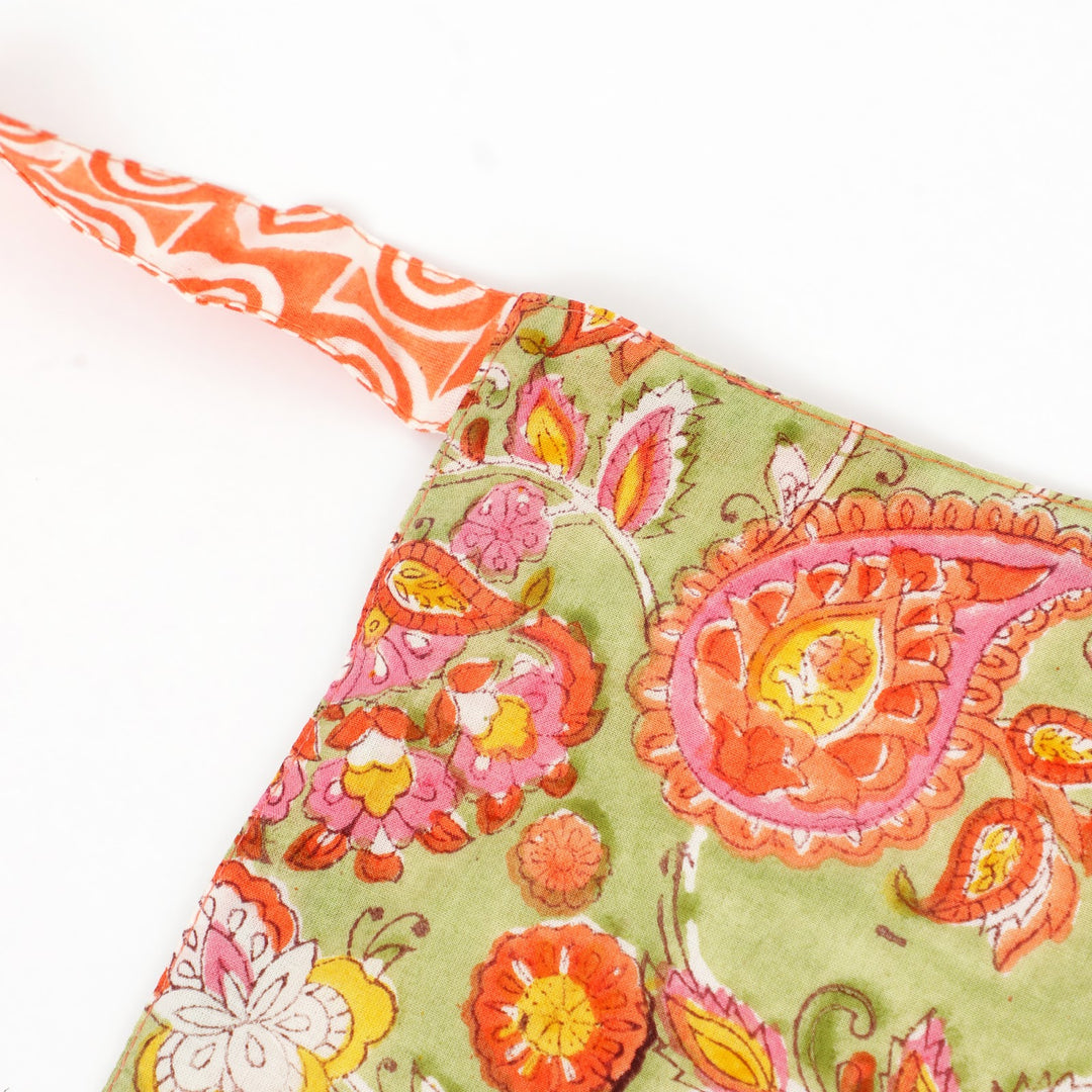 Hand Block Cotton Kitchen Apron Set, Paisley Multi, view 3