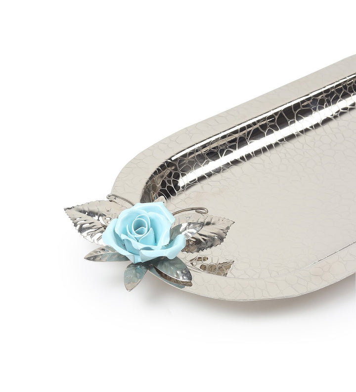 Petal Eclat Oval Stainless Steel Serving Tray Blue view 5