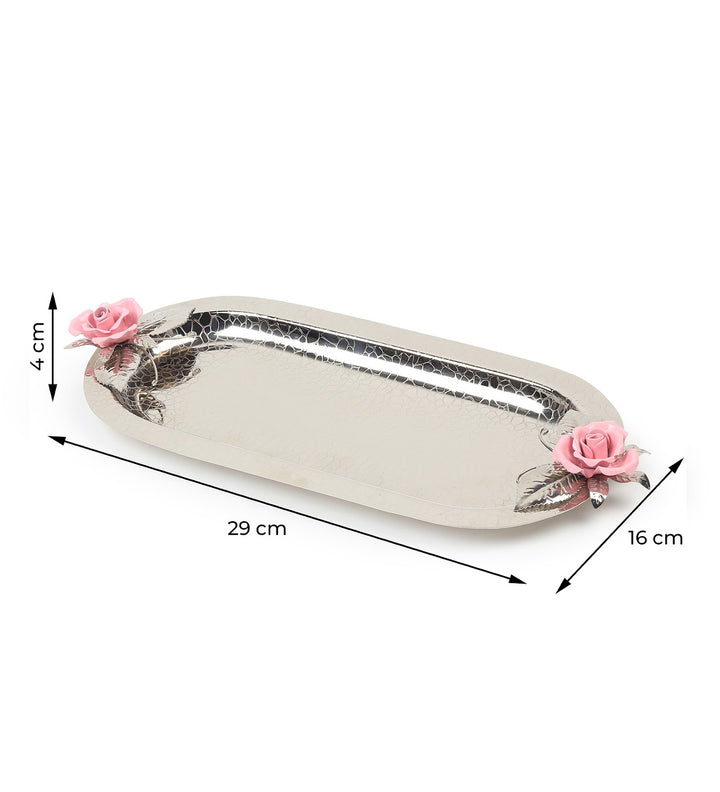 Petal Eclat Oval Stainless Steel Serving Tray Pink view 3