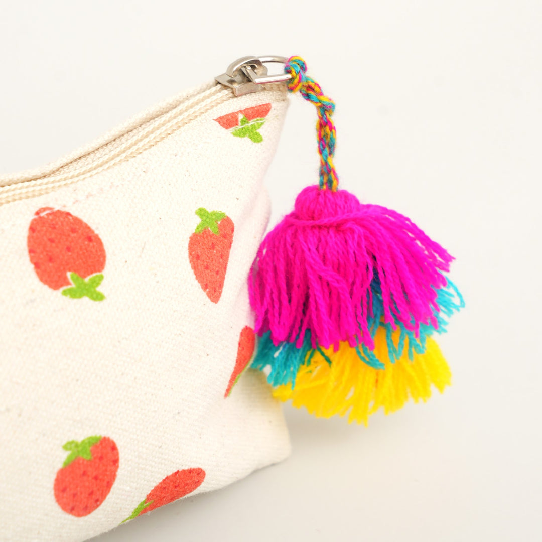 Strawberry Print Tassel Pencil Pouch, View 4