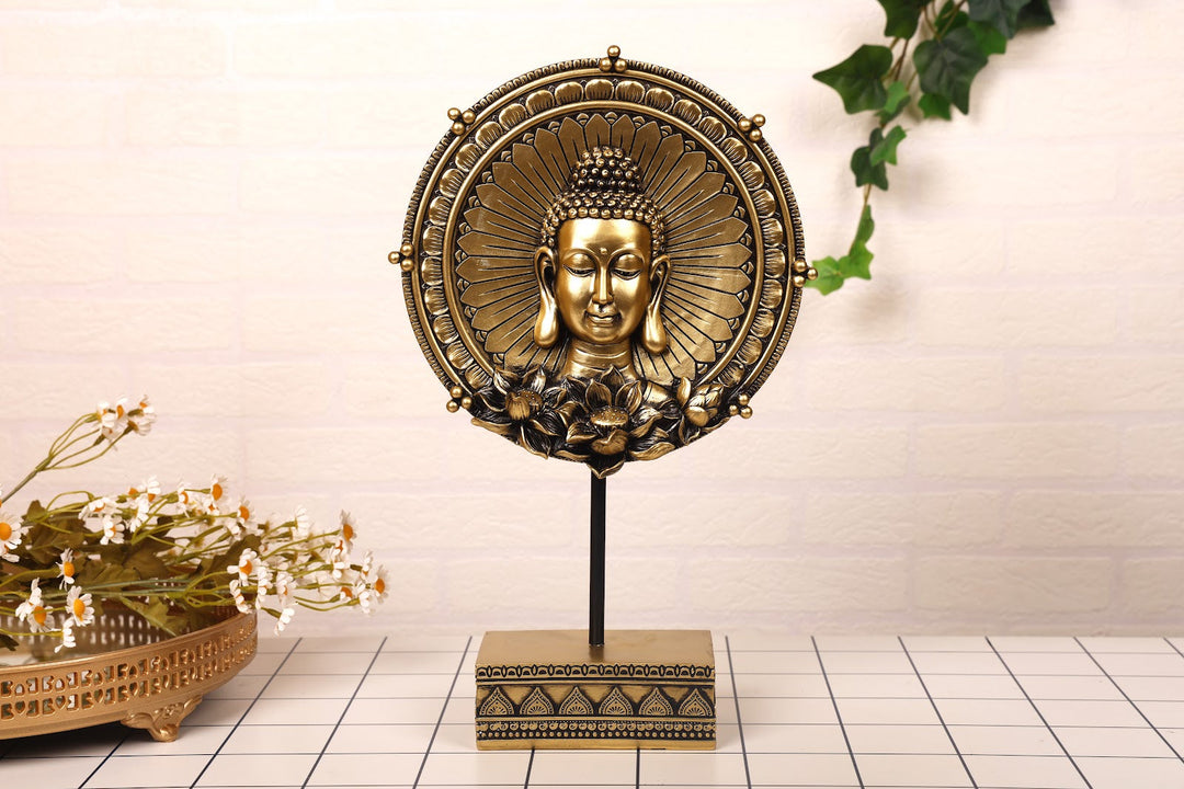 Expobazaar Antique Buddha Head Resin Sculpture for Peaceful Decor