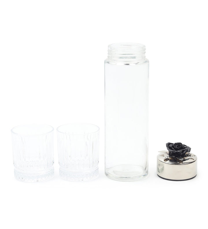 Petal Eclat Glass Water Bottle and Glass Set Black view 5