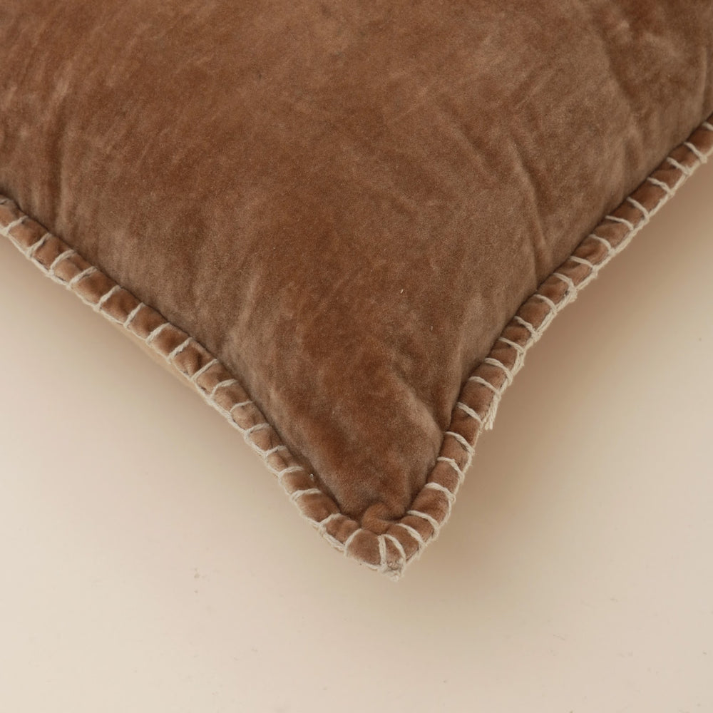 Camel Velvet Blanket Stitch Cushion, View 2