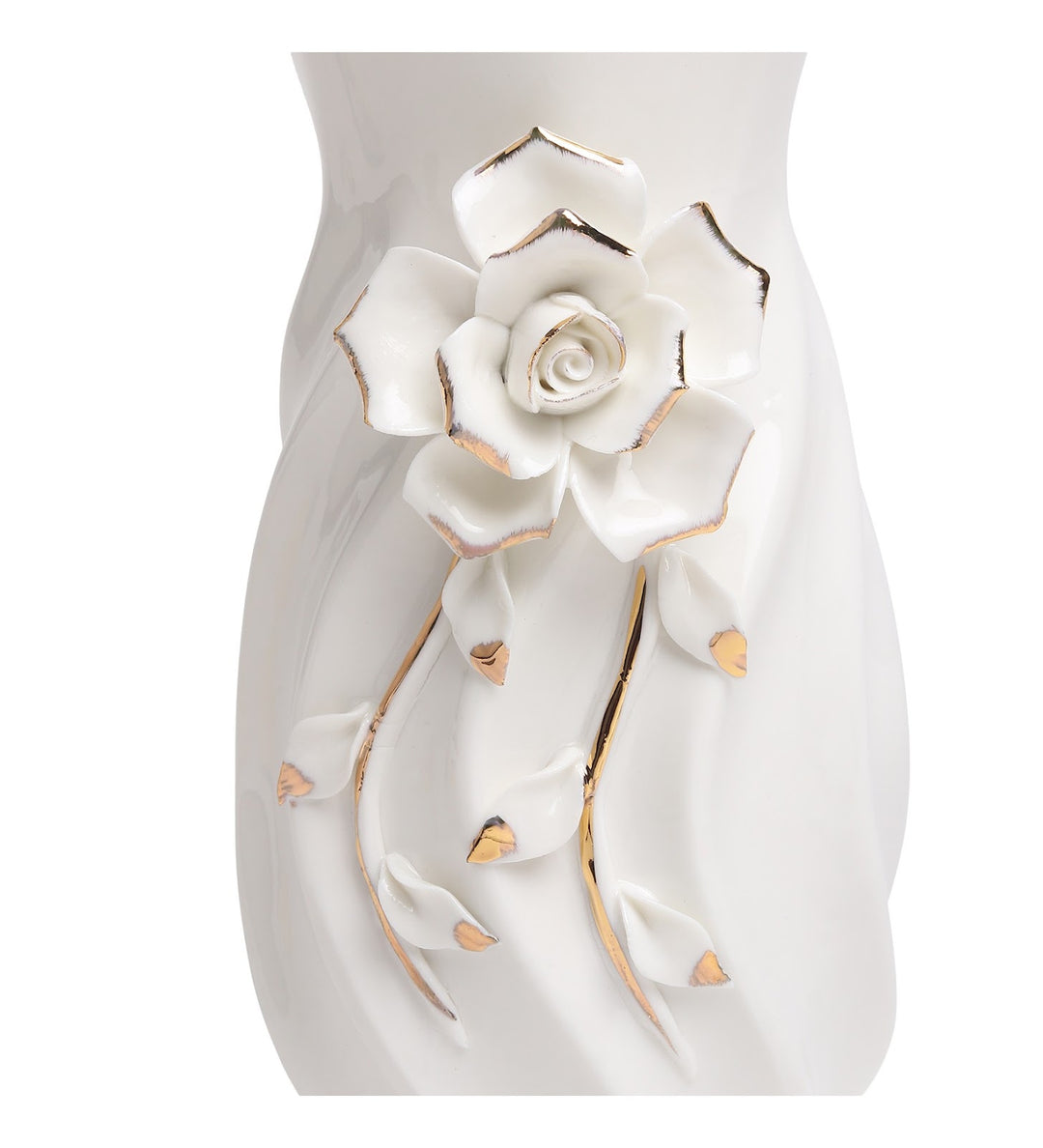 Odile Fleur Rose Porcelain Vase with Gold Edge view 5